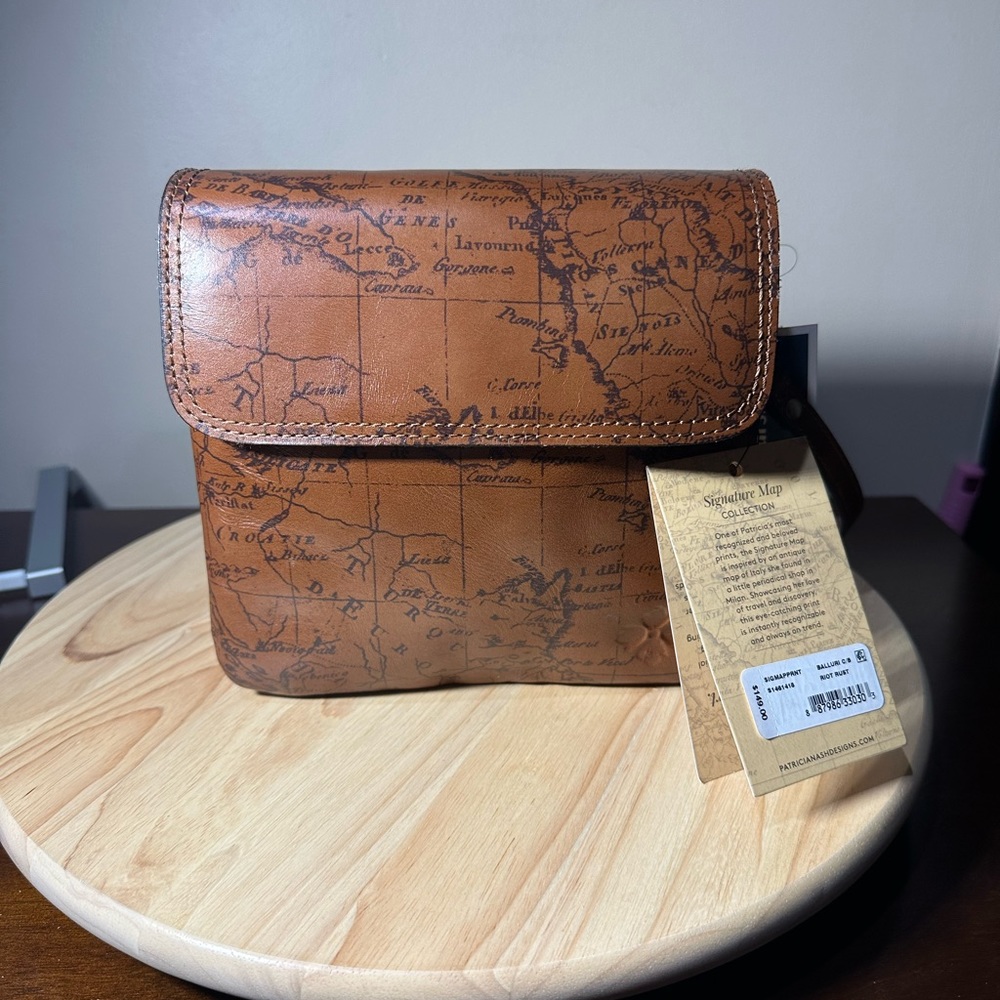 PATRICIA NASH Balluri  Leather Crossbody S1461418 Riot Rust Signature Map Print